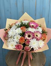 Букет цветов из:  Розы, Герберы и Хризантемы #REPLACE_PRED# Михалево
