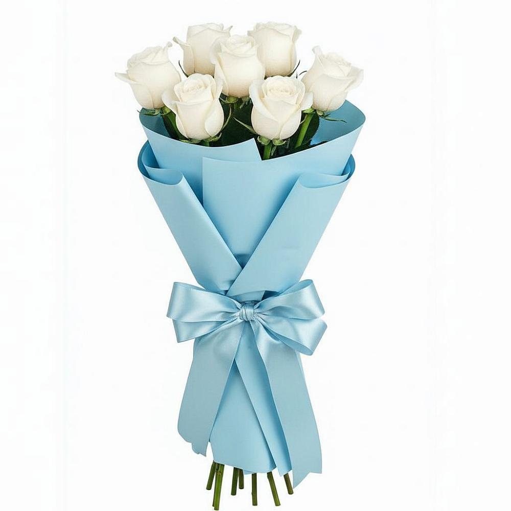 Букет 7 белых роз Проуд в Михалево