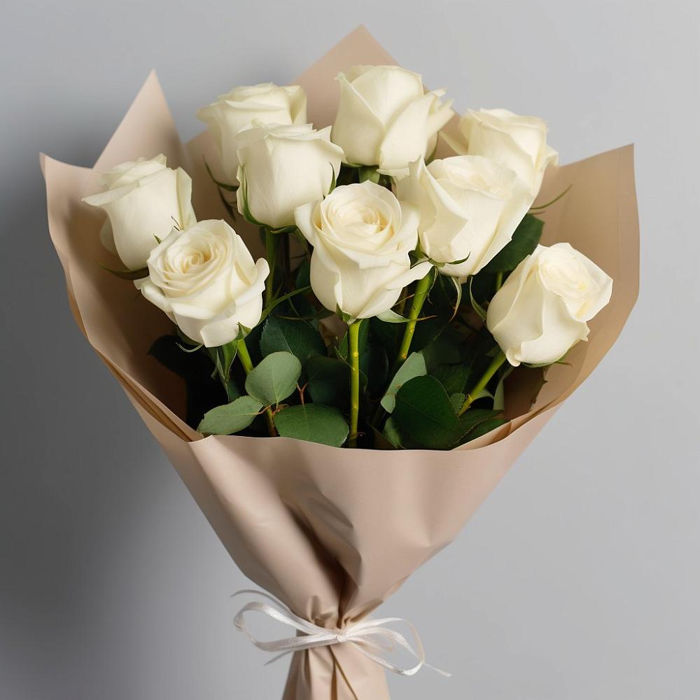 Букет 9 Белых роз Эдлесс Лав в Михалево