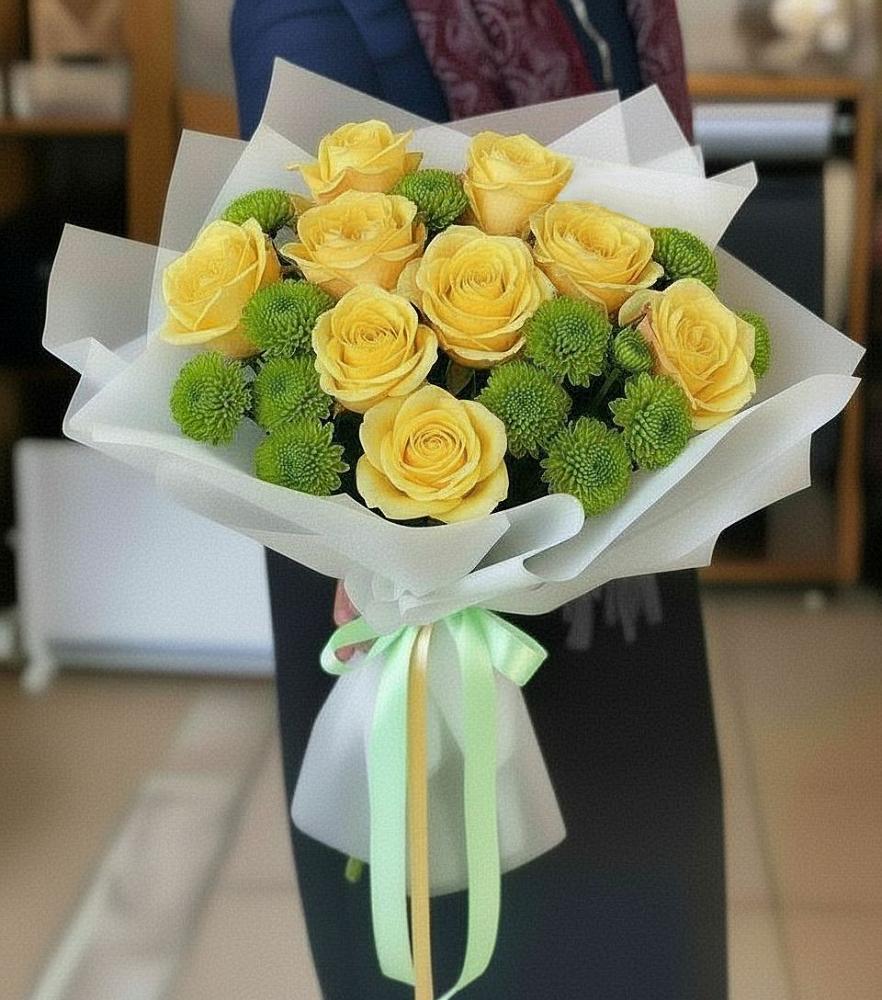 Букет цветов из: Хризантемы и Розы в Михалево