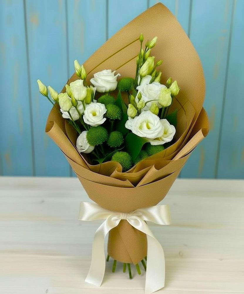 Букет цветов из: Хризантемы и Лизиантусы в Михалево