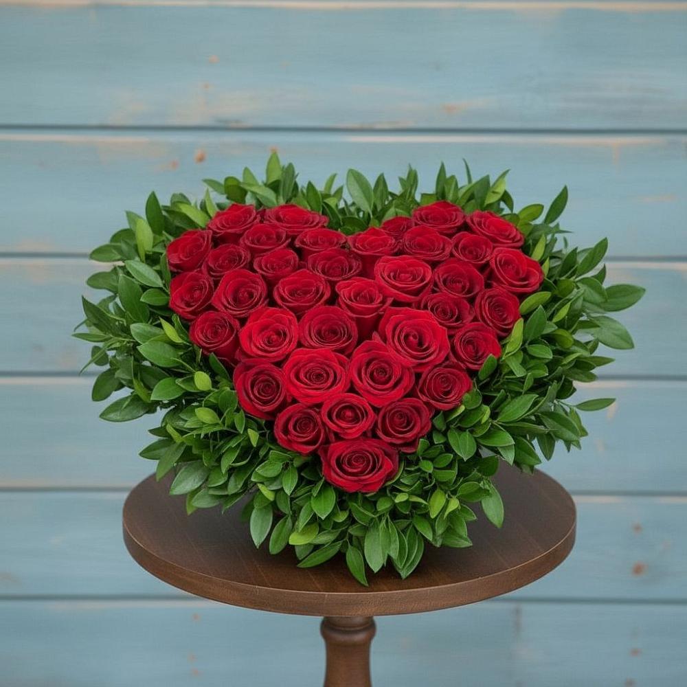 Цветочная композиция из Розы в виде сердца в Михалево