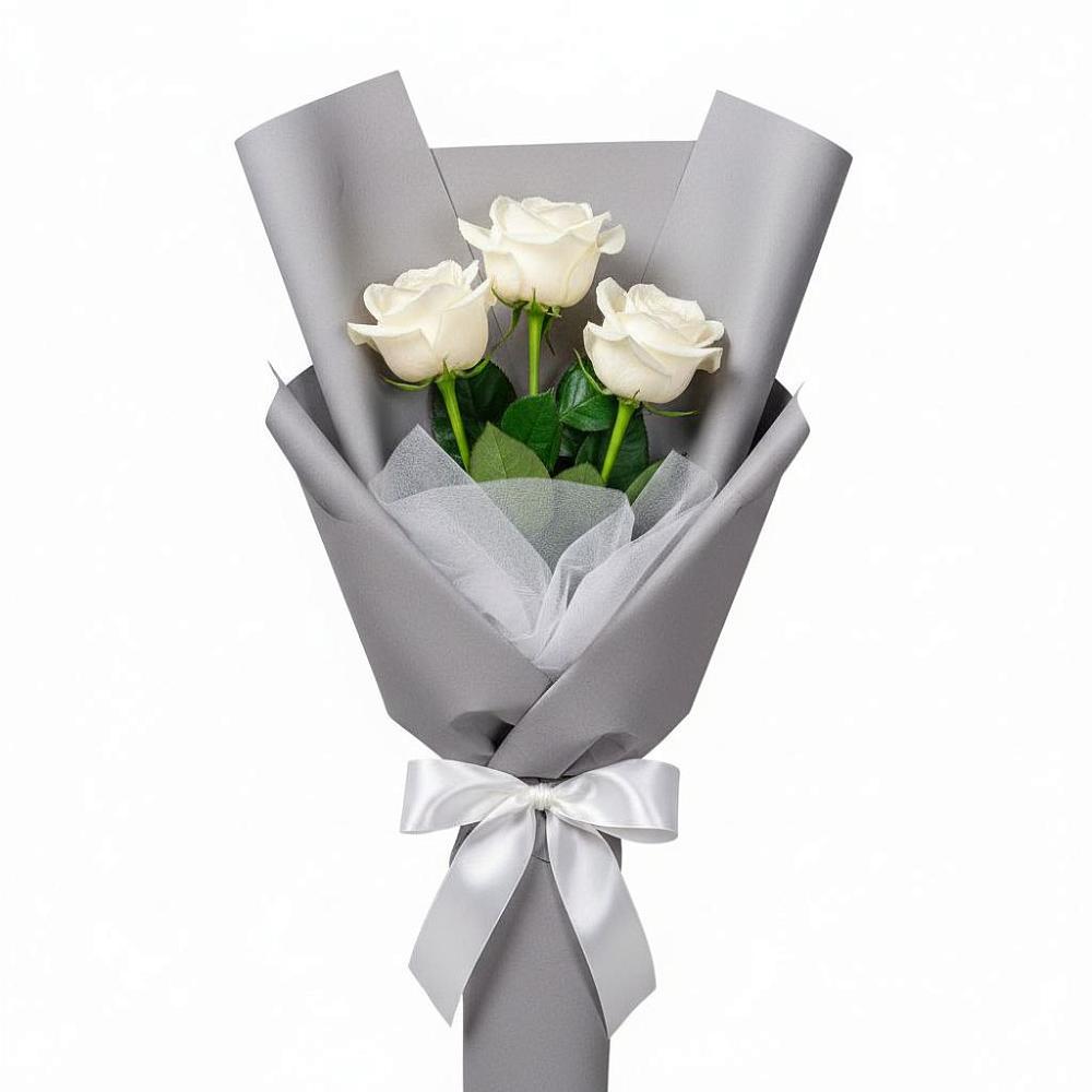 Букет 3 белые розы в Михалево