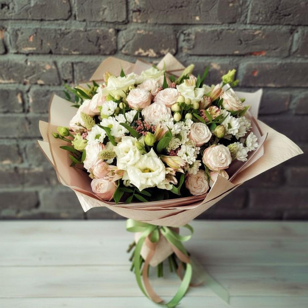 Букет цветов из: Альстромерии, Розы и Хризантемы в Михалево
