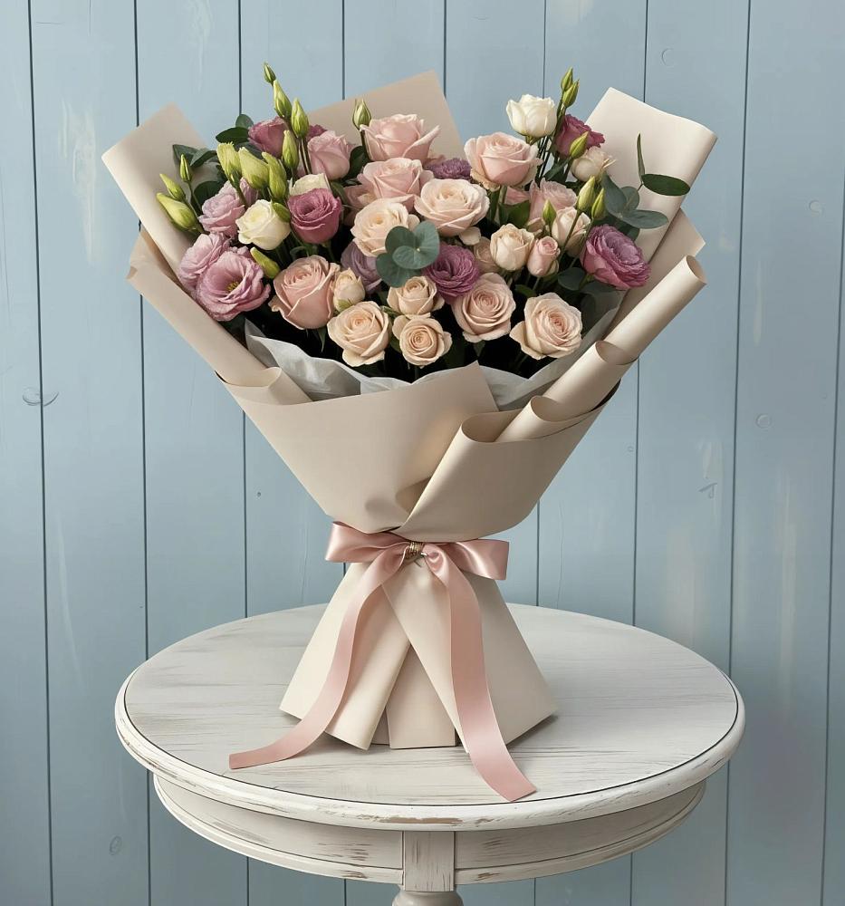 Букет цветов из: Розы и Лизиантусы в Михалево