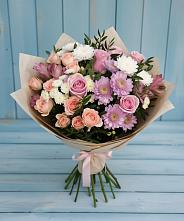 Букет цветов из:  Хризантемы, Розы и Альстромерии в Михалево