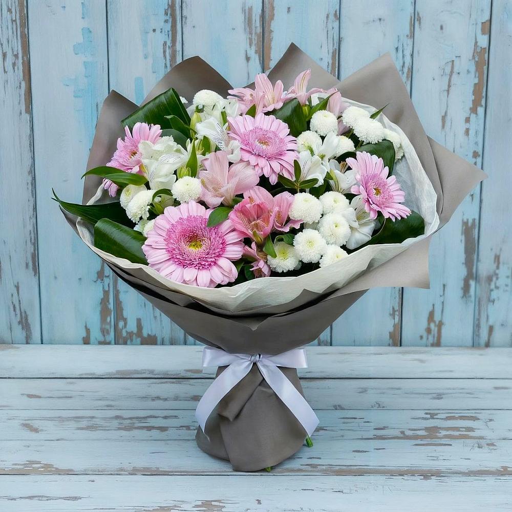 Букет цветов из: Герберы, Альстромерии и Хризантемы в Михалево